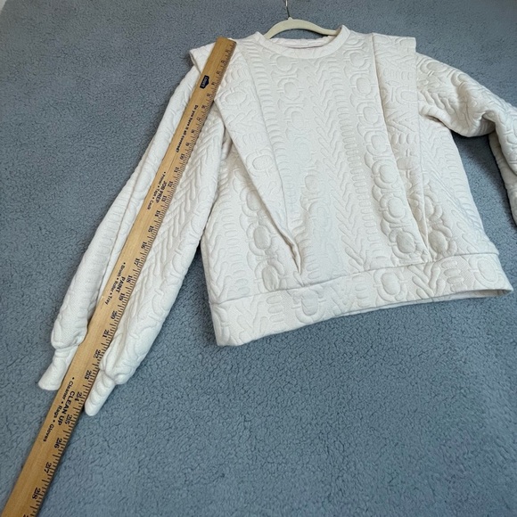 ANTHROPOLOGIE FIND ME NOW PUFF SLEEVE QUILTED SWEATSHIRT PULLOVER SWEATER SIZE S - Picture 9 of 11